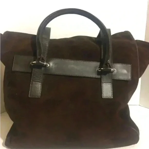 Jane August Unsex chocolate suede hobo shoulder handbag